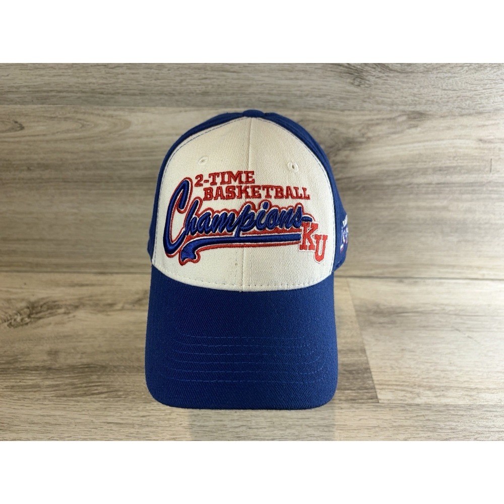 Kansas Jayhawks 2 Time Champions Basketball Hat‎ Stretch Mens Top Of The World